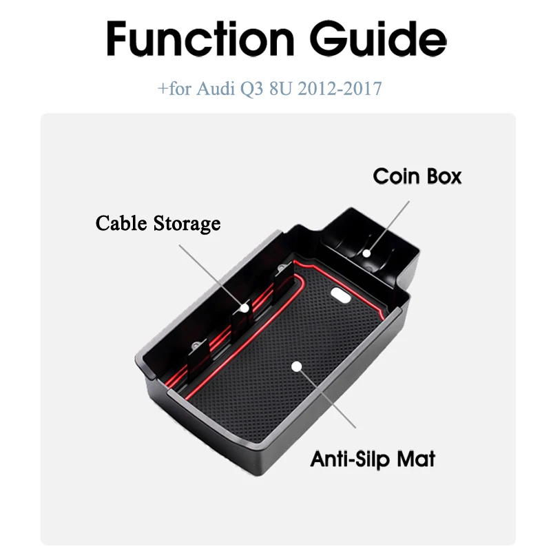 Автомобильный органайзер, аксессуары для Audi Q3 8U 2012 2013, подлокотник, коробка для хранения, коробка для монет, кабель