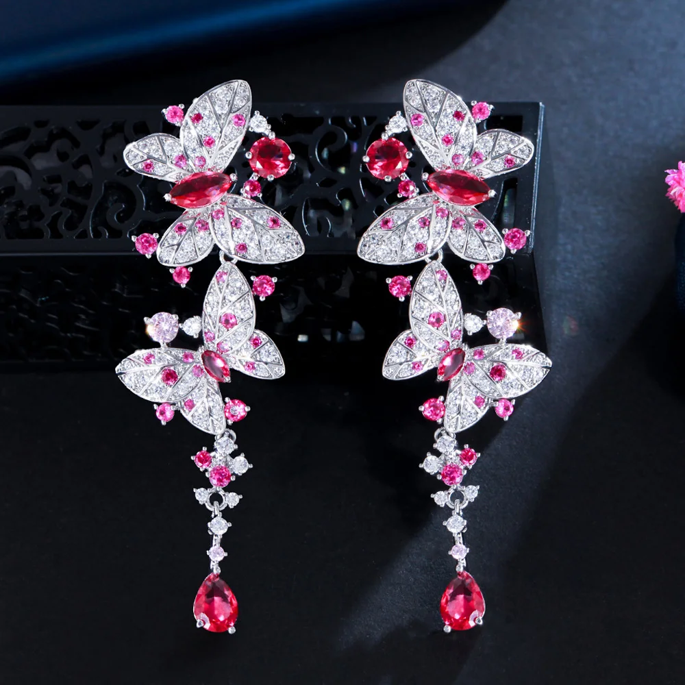 Luxury Pink Flower Rhinestone Butterfly Crystal Long Dangle Earrings For  Women Girls Fashion Party Jewelry, Fashion Jewellery Accessory, फैशन  ज्वेलरी एक्सेसरीज - My Online Collection Store, Bengaluru