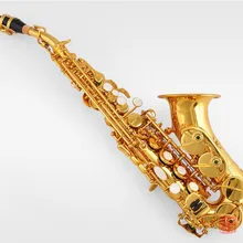 Лучшее качество лак Золотой изогнутый саксофон сопрано саксофон Bb музыкальный инструмент японская модель с мундштуком. Чехол