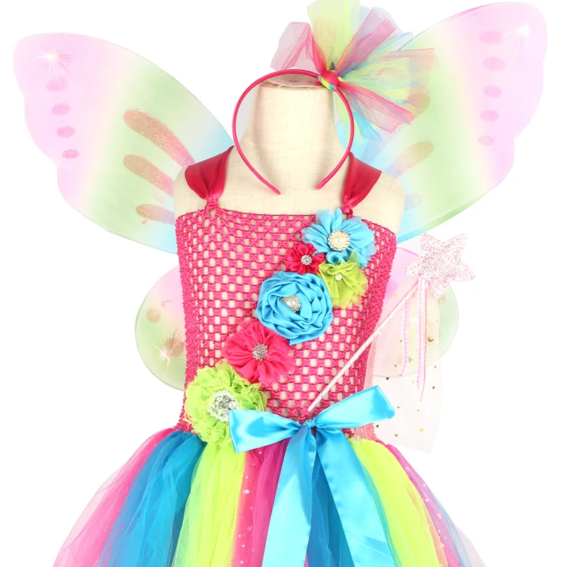 Affordable Rainbow Butterfly Girls Tutu Dress with Wings and Headband Princess Fairy Kids Birthday Party Dress Up Tutu Costume (18)