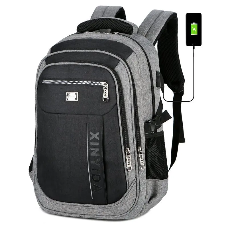 

USB Laptop Backpack For Men High Quality Waterproof Outdoor Short-distance Travel Mountaineering Bag Student Bag Sports Bag Gray