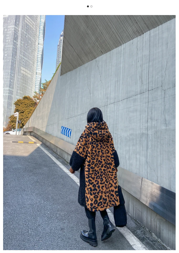 Vefadisa Leopard Print Cashmere Dress Stitching