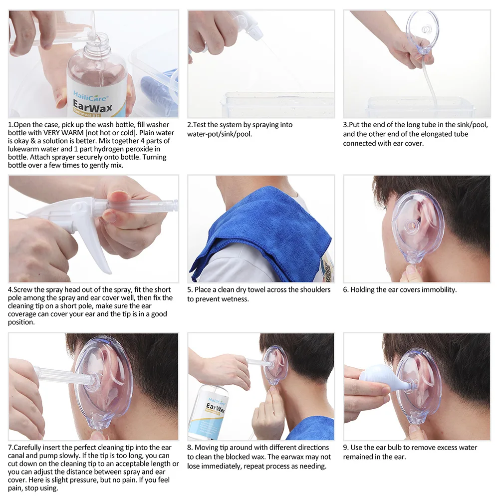 Ear Cleaner Bottle with Sprayer Water Irrigation 500ml Wash Syringe Squeeze Bulb Safety Ear Wax Removal Tool for Kids Adults 5