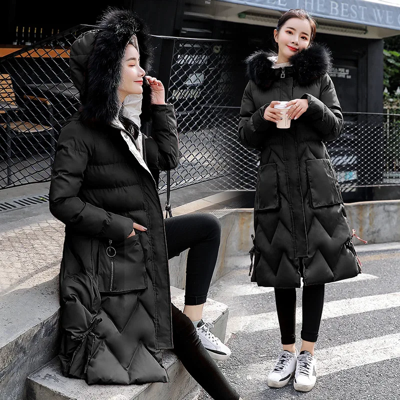 

Large Pocket 2018 Winter Fashion Comfortable Simple Cool Solid Color Casual Loose-Fit Middle Long Coat