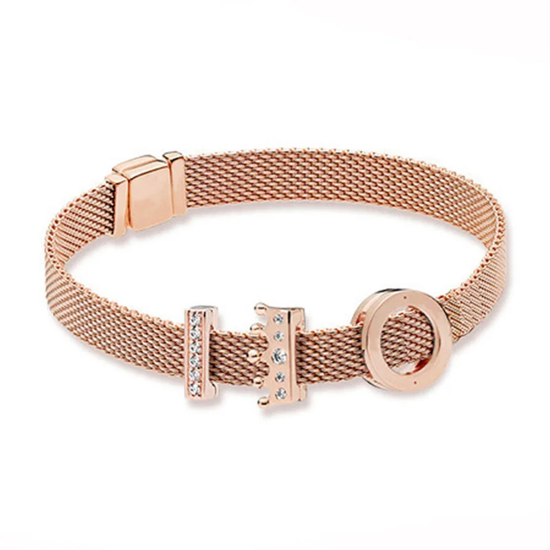 

NEW 100% 925 Sterling Silver Reflexions Bracelet Set Rose Gold Fashion Elegant Fit European DIY Original Charm Bead Jewelry Gift
