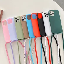Strap Cord Chain Necklace Lanyard Case For Samsung Galaxy A03S A13 A33 A02 A12 A22 A32 A52 A72 A71 A51 A31 A21S Matte Soft Cover