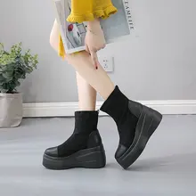 Зимние женские модные повседневные ботинки с круглым носком зимние ботинки без шнуровки осенние женские теплые удобные зимние ботинки с высоким берцем ZZ-69