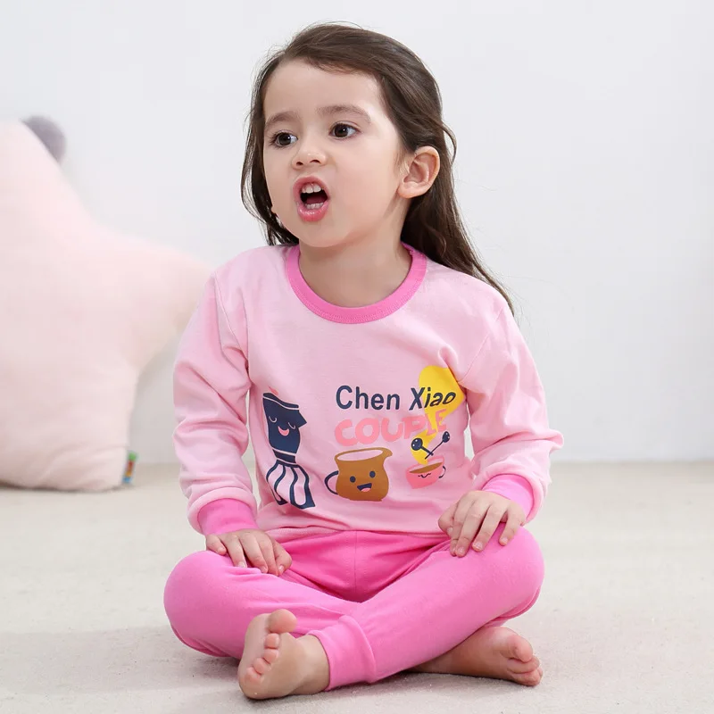 Осенне-зимняя эксклюзивная детская одежда коллекция года; Комплект для маленьких девочек; модная повседневная одежда с принтом для девочек; комплекты одежды для мальчиков 8 лет - Цвет: cup pink