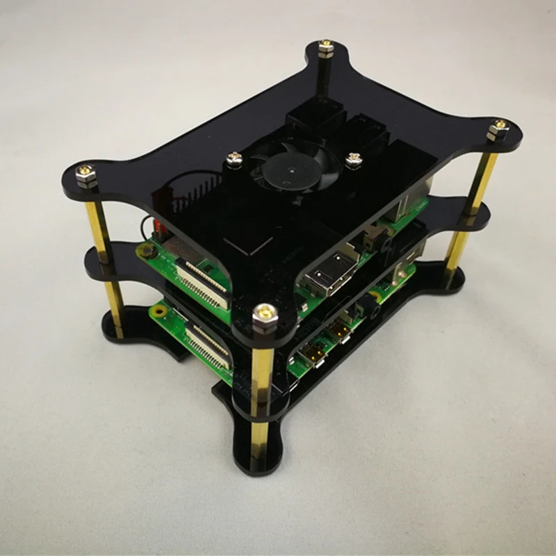 Для Raspberry Pi черный акриловый чехол с охлаждающим вентилятором для Raspberry Pi 4 Модель B/3B+/3B/2B