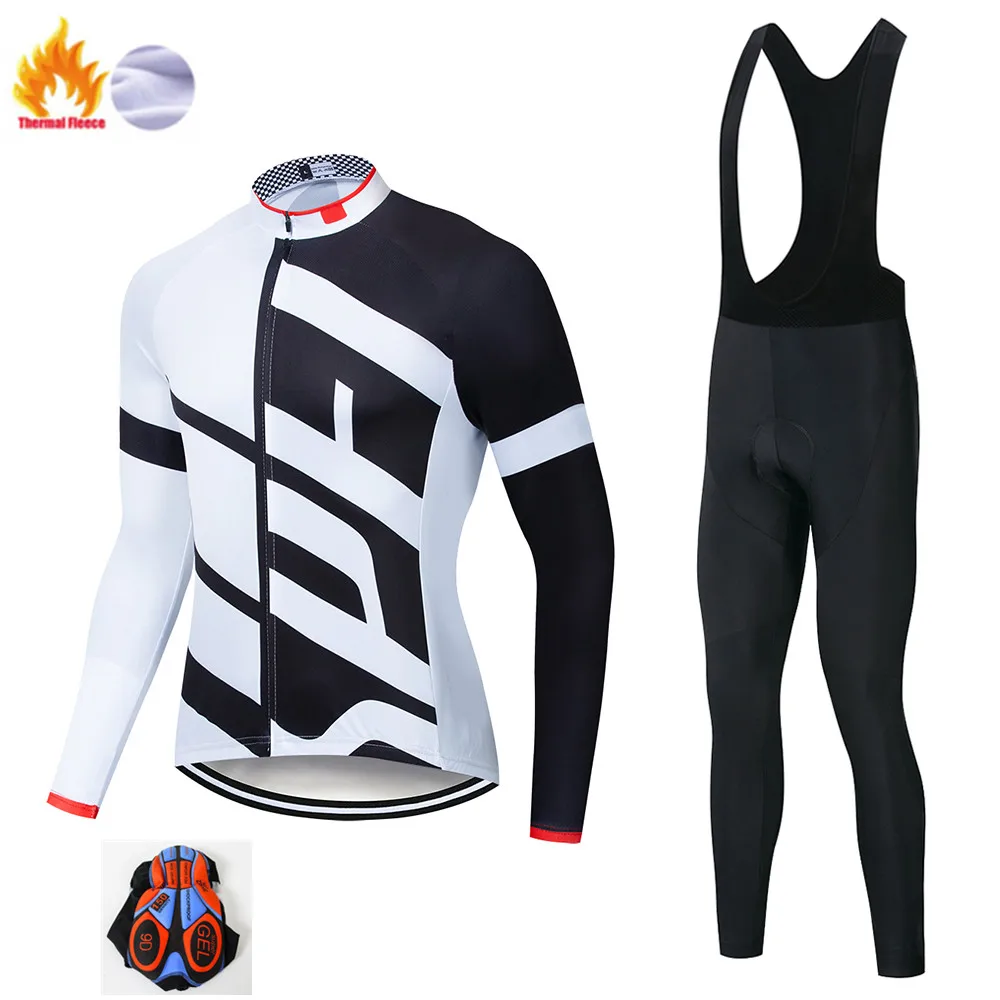 set2 Команда SPECIALIZEDING Велоспорт Джерси 9D Bib набор MTB Форма велосипед одежда мужская зимняя теплая флисовая велосипедная Одежда для велоспорта - Цвет: set2
