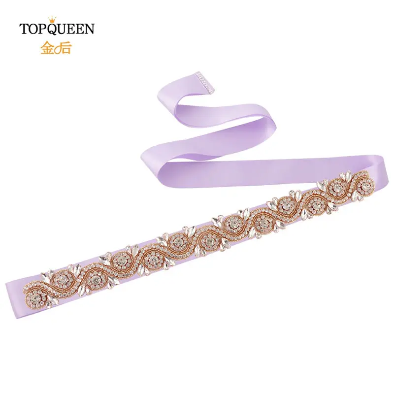 violet TOPQUEEN S164-RG Румяна свадебный пояс bling sash для платьев свадебные пояса с аппликацией Стразы нарядный пояс для женщин свадебный пояс - Цвет: violet