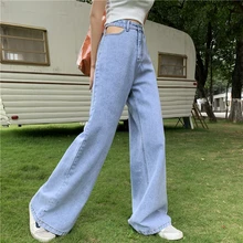Новинка, весенние, полная длина, сексуальные, пустые джинсы, женские, дикие, свободные, высокая талия, широкие, джинсовые штаны для женщин, плюс размер