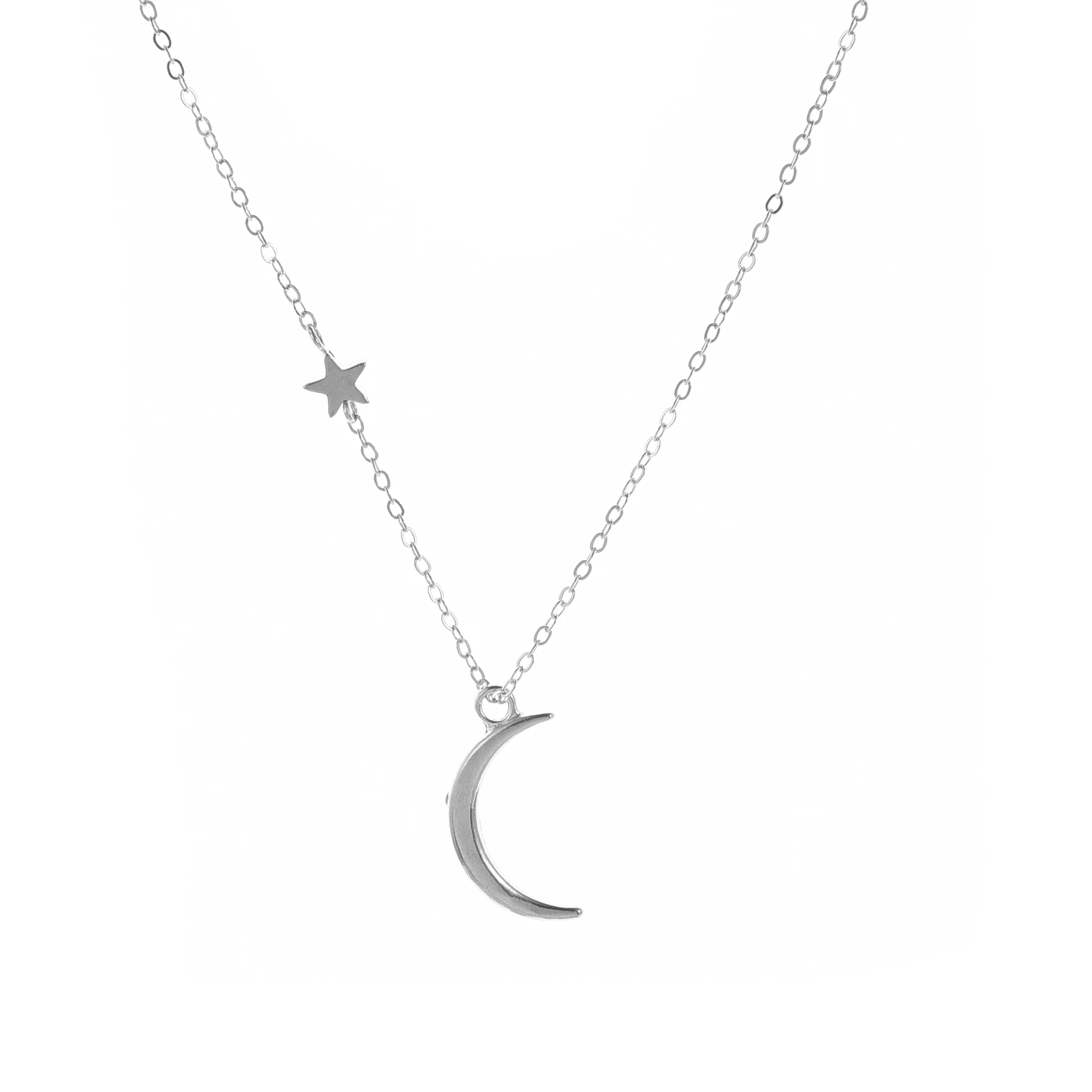 Women's Fashion Gold Chain Black White Half Moon Pendant Necklace UK Seller