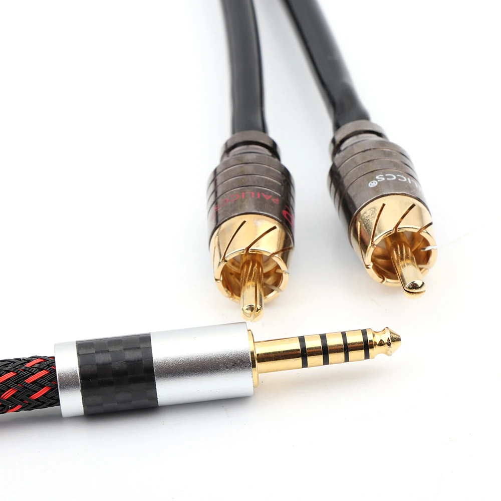 4 4mm 5 Pole Male Balanced to 2RCA Upgraded Cable For pha2a wm1a 1z zx300a Headphone Cable Optical Audio Cable