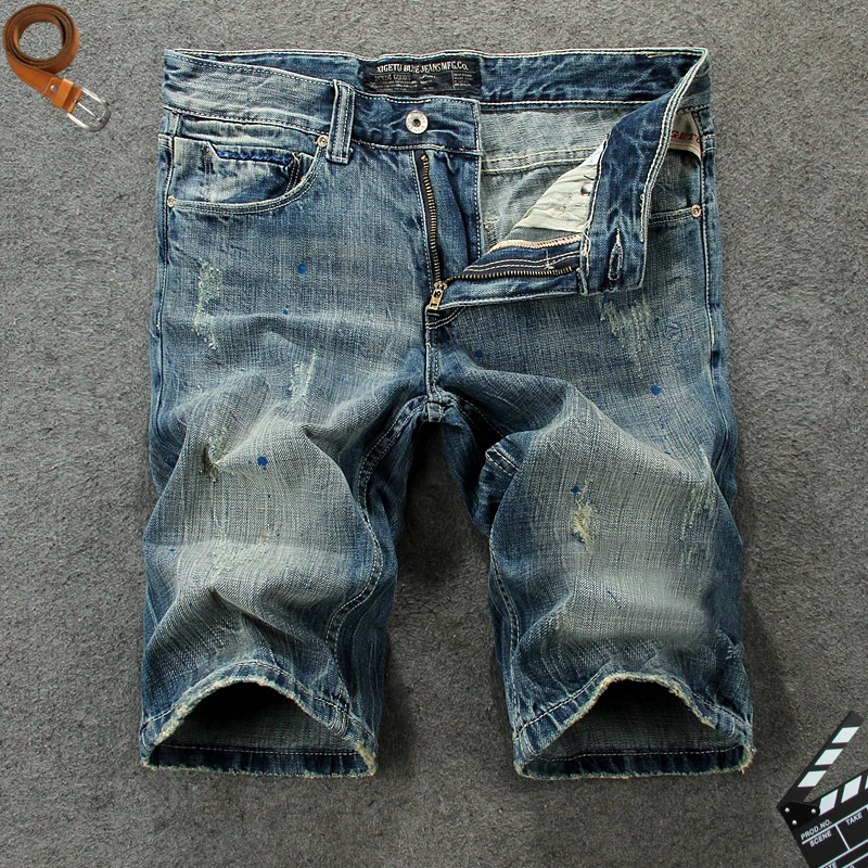 

Fashion High Street Summer Men's Jeans Shorts Paint Designer Vintage Style Retro Denim Shorts Men Brand Classical Short Jeans