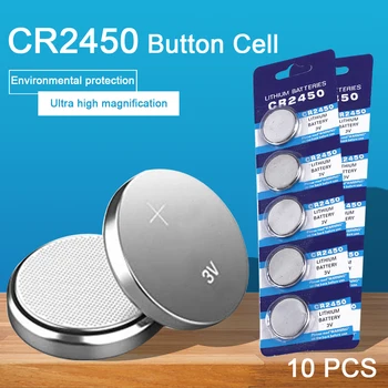 

10PCS CR2450 Watch Battery Button Battery 3.0V DL2450 BR2450 LM2450 Coin Cell Lithium Batteries for Toy Calculator Clock Watch