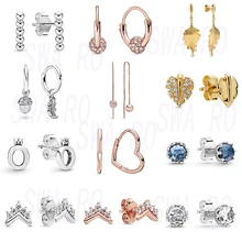 Новинка осени, Стерлинговое Серебро S925, 1:1 Корона из розового золота, любовь, желуди и листья, модные серьги-кольца, Женские Ювелирные изделия