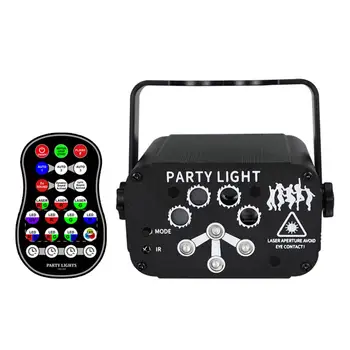 

8-hole Mini Infrared Stage Lights RGB Christmas Projection Light Sound Control USB Charging Lamp UV Fluorescent Stage Light