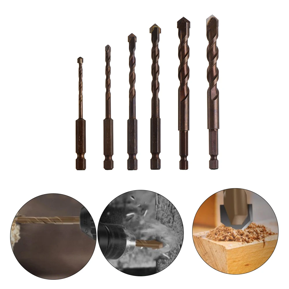 

4/5/6/8/10/12mm Hex Shank Triangle Spear Head Masonry Drill Bit Twist Spiral Auger Tungsten Carbide Tip Power Tool Accessories H