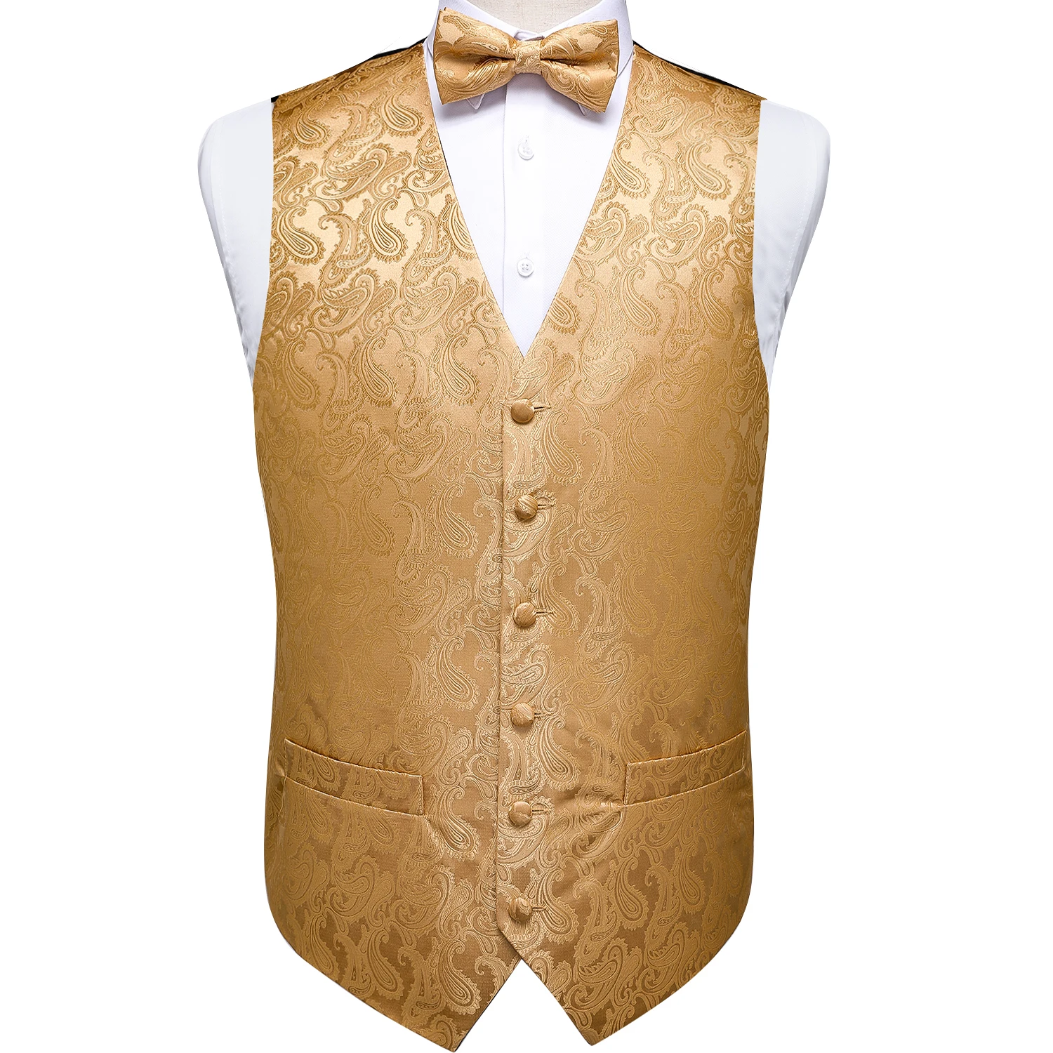 Black Gold and Purple EUC Paisley Print Formal Vest and Tie Set 