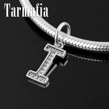 

925 Sterling Silver Last name DIY Letter I Pendant Alphabet Beads Gift fit Original Women Women Charm Bracelets Jewelry Making