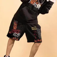 С изображением Трэвиса Скотта AstroWorld тур в стиле «граффити» черно-белые шорты летний Для мужчин Для женщин шорты Повседневное высокое качество AstroWorld шорты "Tour"