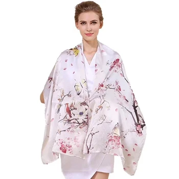 

Women's 100% Pure Silk Scarf Long Shawl Digital Inkjet Hand roll-hemmed Wraps Nourishes skin Protects cervical spine 170*52cm