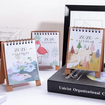 

Year 2020 Mini Desktop Calendar Creative Flamingo Kawaii Animal Agenda Calendar School Office Supplies Desk Accessories Storage