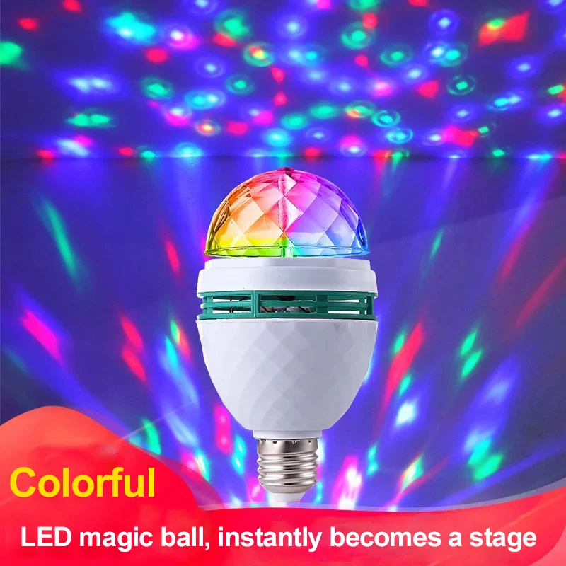 Светодиодные RGB-лампы E27 со смешным хрустальным шариком автоматическая