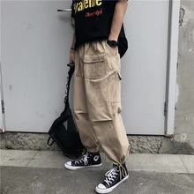 Весна и осень мужская Корейская версия тренда свободные универсальные рабочие повседневные брюки хаки черный темно серый размер S-2XL