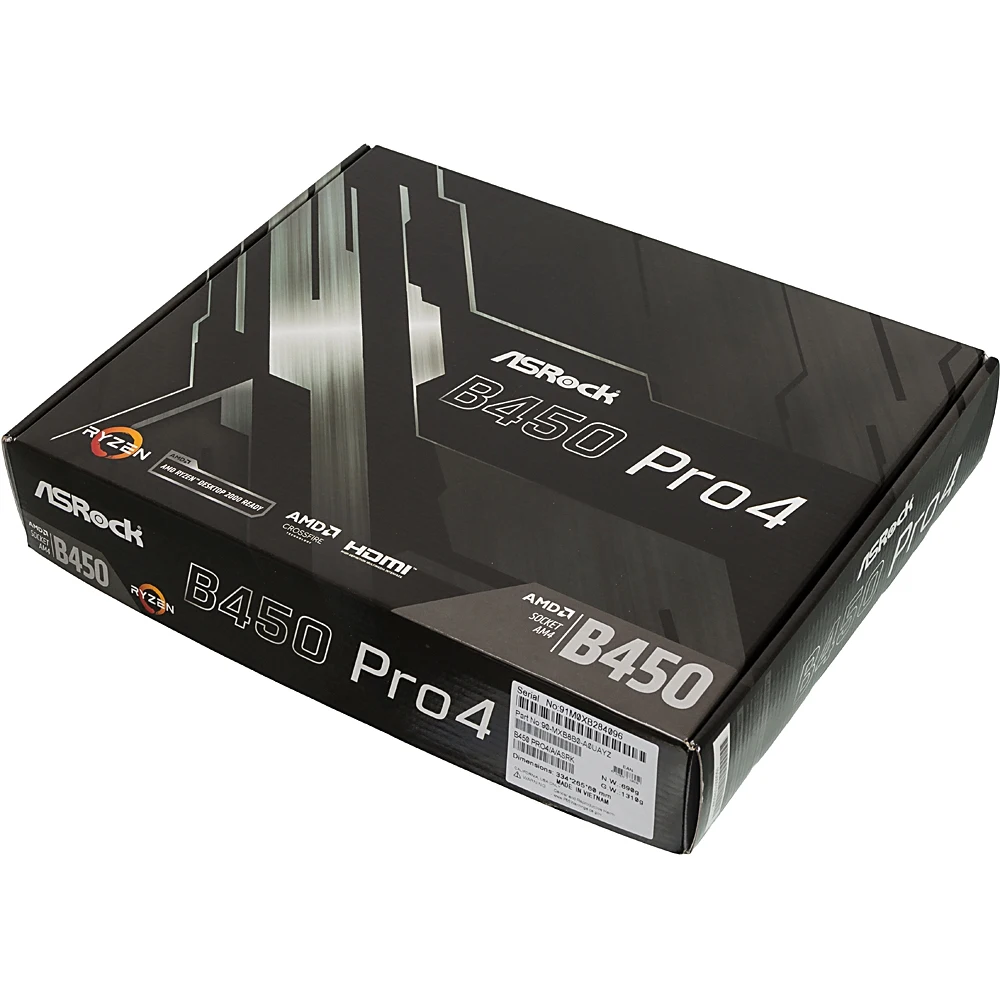 Материнская плата Asrock B450 PRO4 Soc-AM4 AMD B450 4xDDR4 ATX AC`97 8ch(7.1) GbLAN RAID+VGA+HDMI+DP