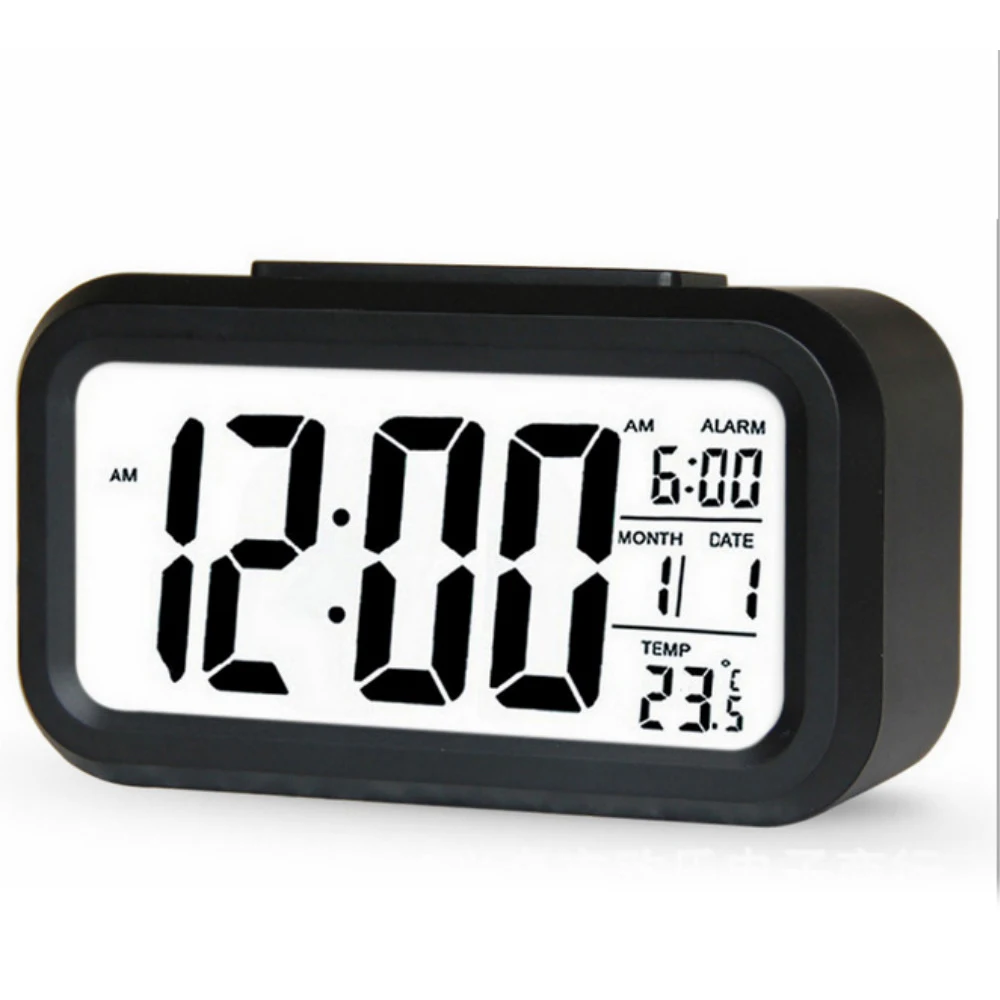 

LED Digital Alarm Clock Night Light Display with Calendar Desktop Digital Clocks Snooze Backlight 8 Alarm Ringtones Temperature