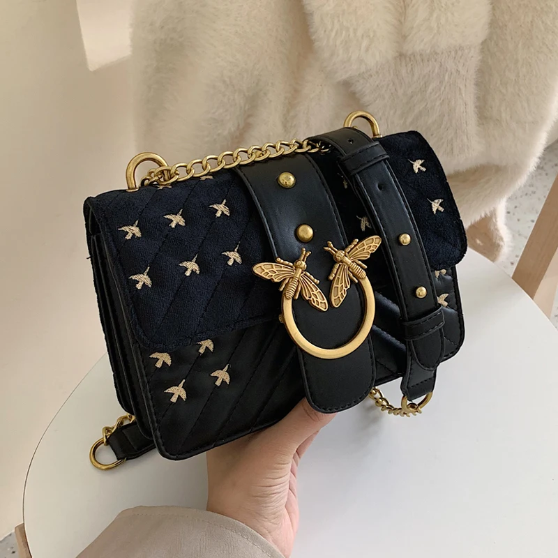 

2019 Louis Brand Fashion Lace Chain Metal Buckle Handbag 2019 Flap Sac Main Femme Mujer Women Crossbody Bag Female Shoulder Bag