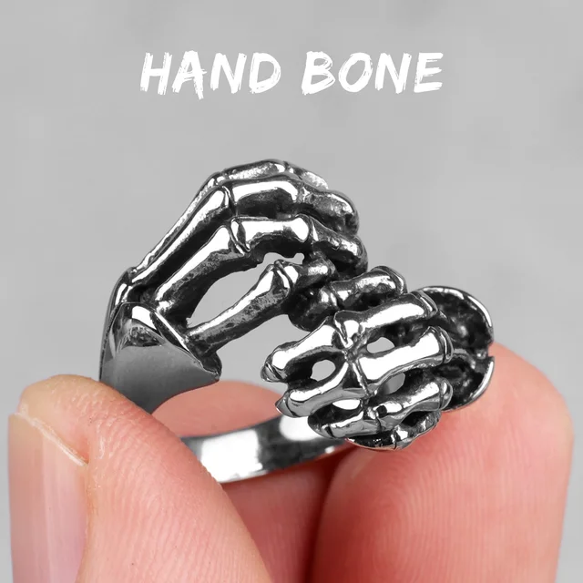 Oakky Men's Stainless Steel Gothic Skull Ring – Hip Hop Biker Style, Evil Eye Design