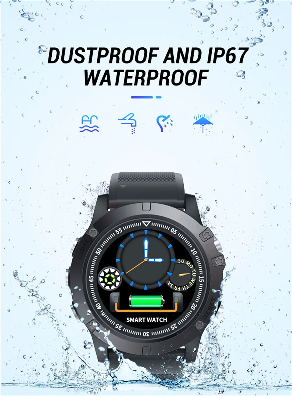 Spovan Смарт-часы для мужчин женщин фитнес-Браслет спортивный шагомер сенсорный цифровой Смарт-часы Android ios IP67 водонепроницаемая камера