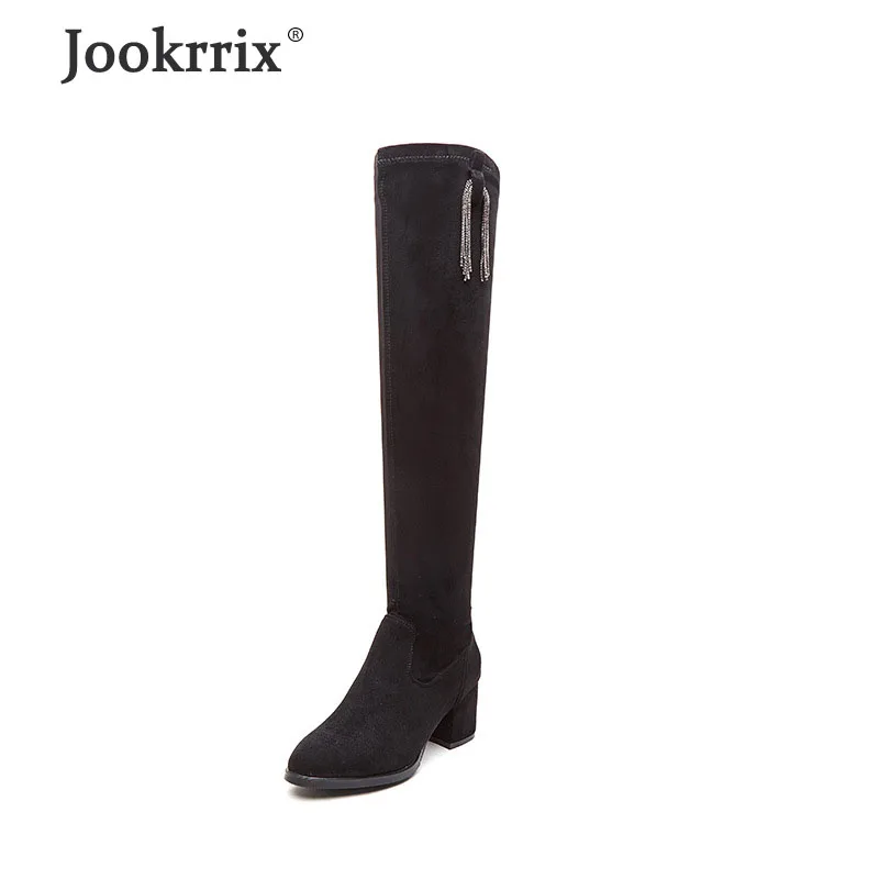 Jookrrix/ г.; женская модная удобная обувь на платформе 6 см; женские облегающие высокие сапоги для женщин; теплые сапоги из натуральной кожи