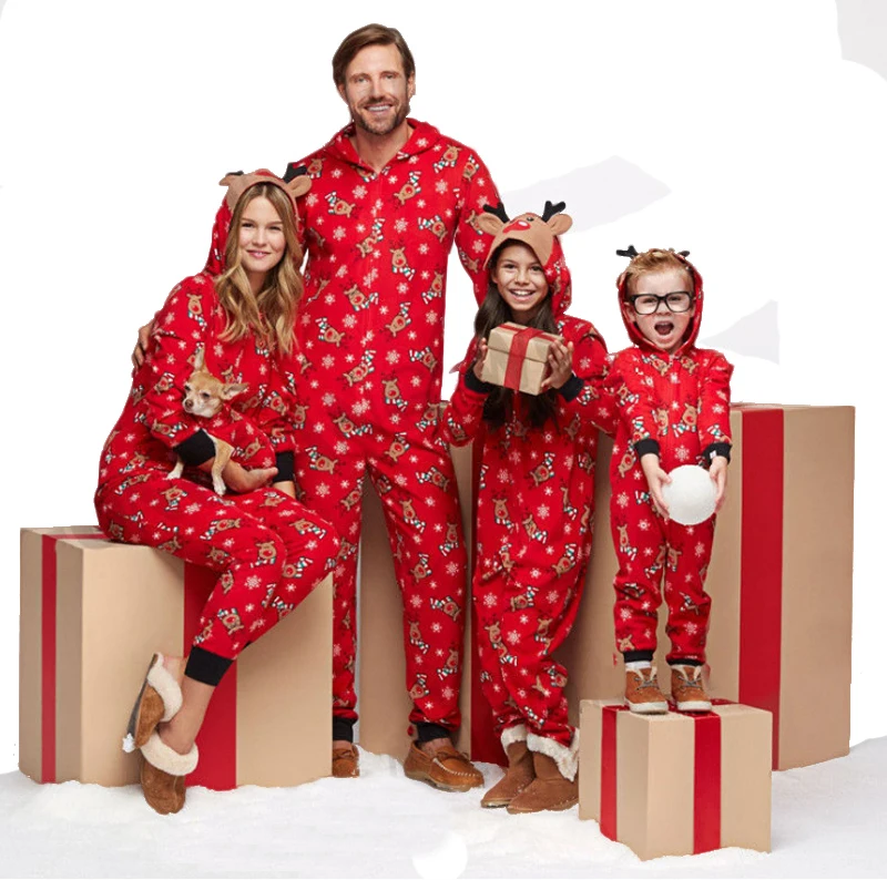 Семейные комплекты; Рождественский Рисунок; одежда для сна; комплекты одежды с изображением оленя; Модный семейный комбинезон; пижамы для мамы, папы и меня;