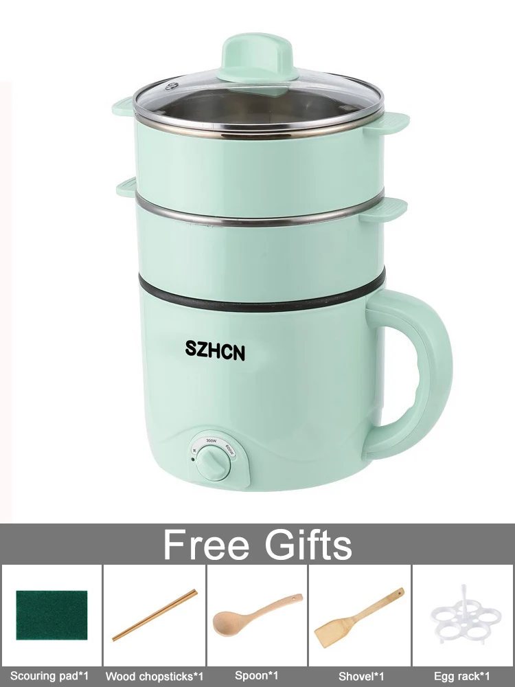 Mini máquina de Cocina eléctrica multifunción para el hogar, olla caliente de una sola/doble capa, olla de arroz multieléctrica, sartén antiadherente, 220V
