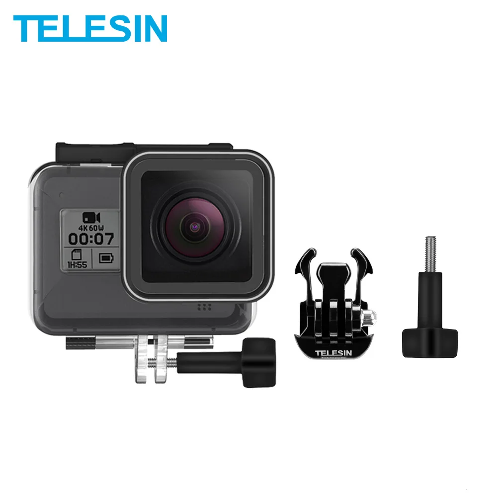 TELESIN 40M Underwater Housing Waterproof Case for GoPro Hero 8 PC Lens Cover Action Camera Accessories | Электроника