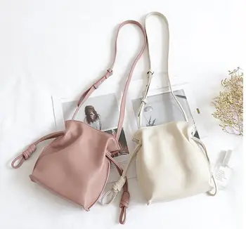 

Summer simple mini bucket bag drawstring casual shoulder bag fashion wild messenger bag