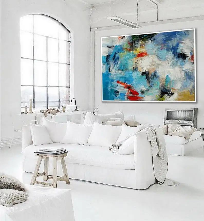 

Large Canvas Wall Art Colorful Modern Contemporary Art Abstract Artwork Bright Color Brush Strokes Handmade Oil Painting