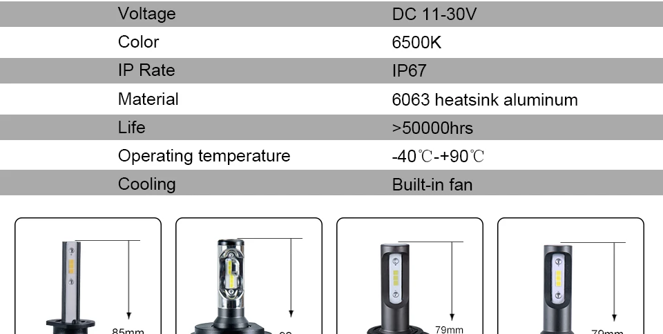 Oslamp H4 H7 H11 H1 H13 H3 9004 9005 9006 9007 9012 COB LED Car Headlight Bulb Hi-Lo Beam 72W 8000LM 6500K Auto Headlamp 12v 24v (5)