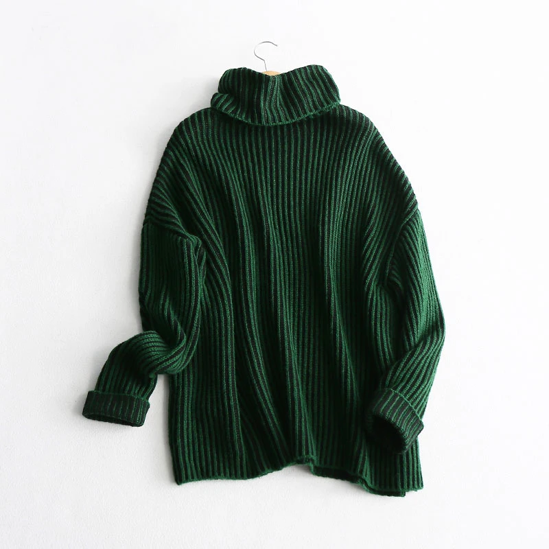 green AOEMQ,, зимний свитер, сохраняющий тепло, с высоким воротником, защищающий шею, зимний теплый свитер, мягкий хлопковый свитер для женщин - Цвет: green