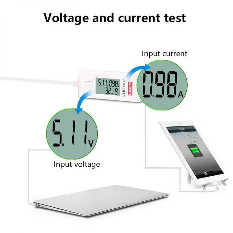 UNI-T UT658B Портативный 9 в 3.5A 10 см USB Напряжение монитор измеритель тока Емкость тестер с ЖК цифровой и подсветкой