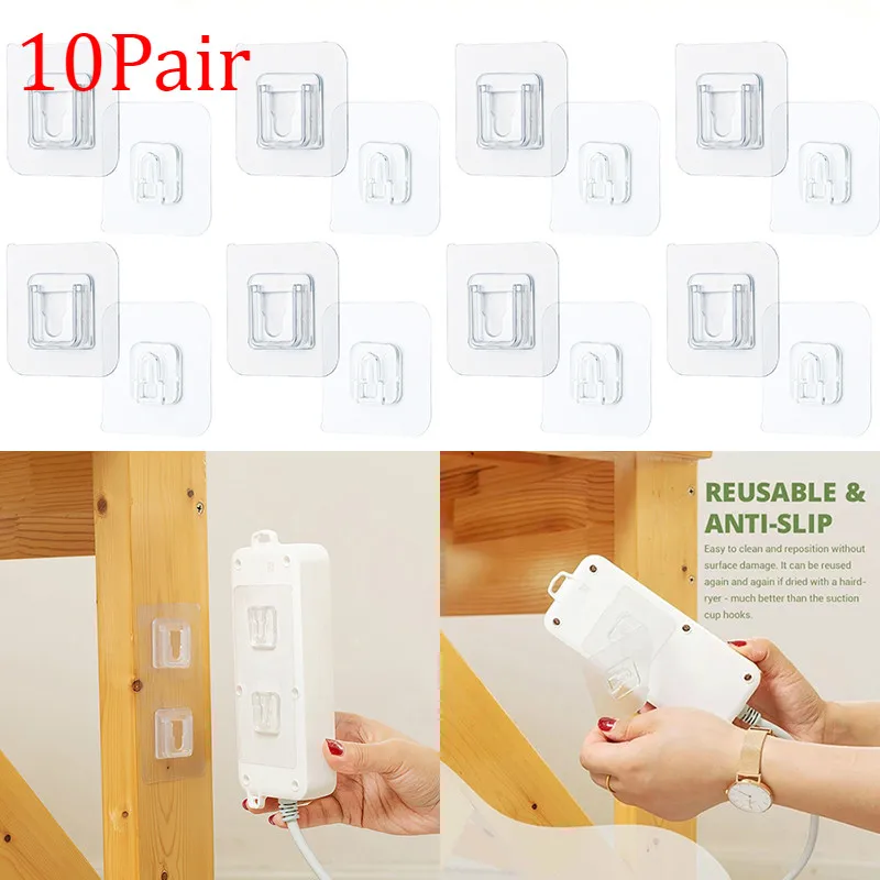 

10 sets Double-sided Adhesive Wall Hooks Hanger Strong Transparent hooks for home Kitchen and Bathroom Suction cup Wall Holder