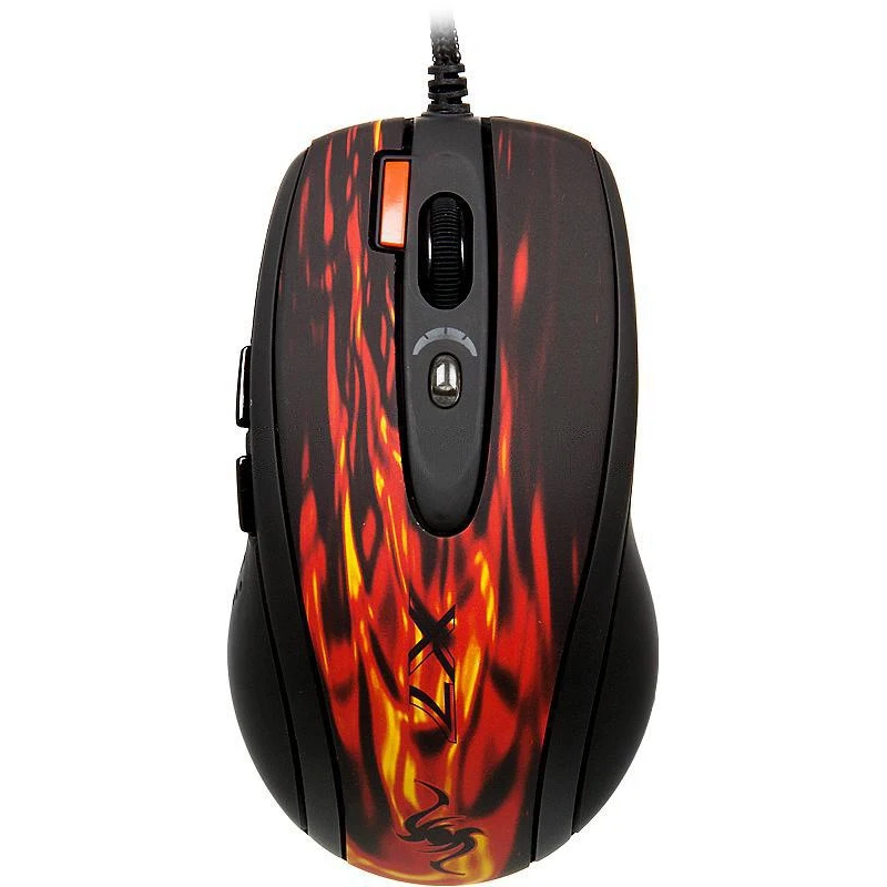 Мышь A4 XL-750BK красный/черный лазерная(3600dpi) USB2.0 игровая(6but