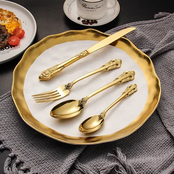 24Pcs/set Luxury Silver Gold Cutlery Set Dinnerware Flatware Set Tableware Silverware Dinner Fork Knife Spoon Drop Shipping 1