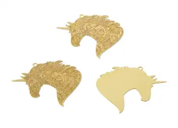 

Raw Brass Unicorn Shaped Earring Charms - Hallow Out Earring Charms - 6Pcs/Lot - 30.9x27x0.3mm - JJB5048