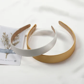 

1pc 2.5/3cm Women Girls Solid Color Bezel Silk Covered Headband Hoop For Diy Women Fashion Headwear Making Rim Base Accessories