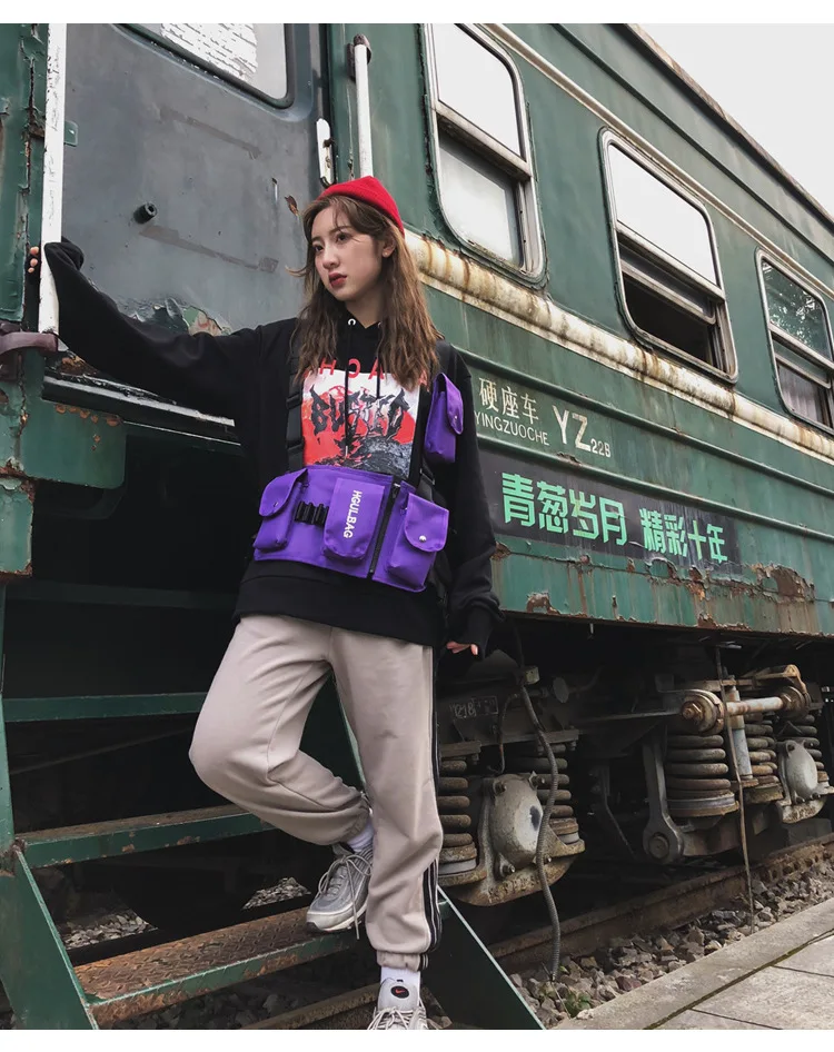 Functional Fashion Chest Rig Bag Men Women Hip Hop Harness Adjustable Tactical Vest Sports Hunting Tactical Packages Bullet Pack